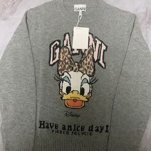 Ganni X Disney Duck Grey Knit sweater size Large